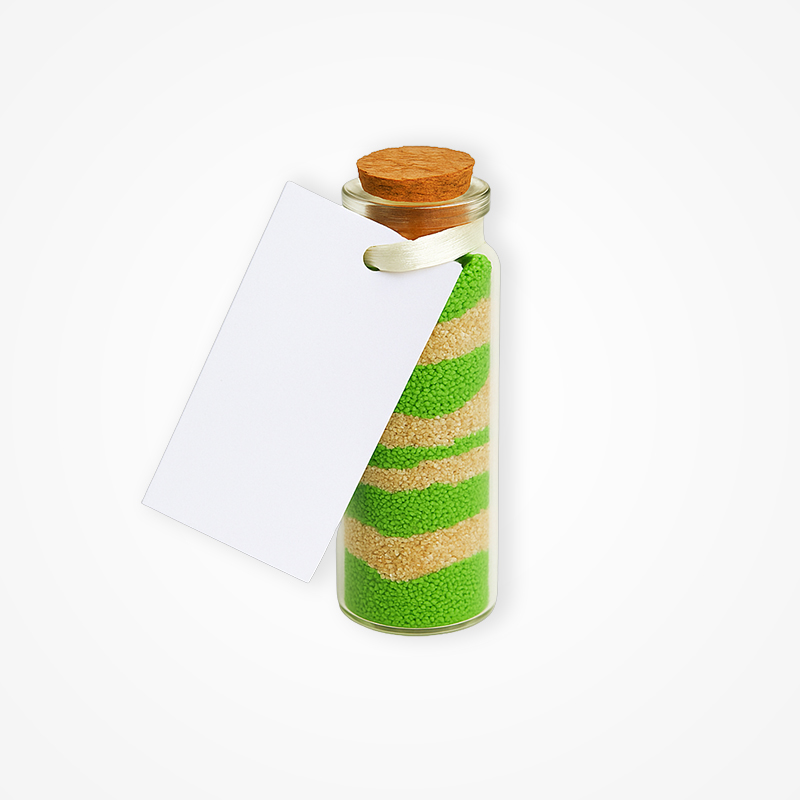 1marturie-sticluta-nisip-wave-verde-crem Mărturie Handmade – Sticluță cu Nisip în Două Culori