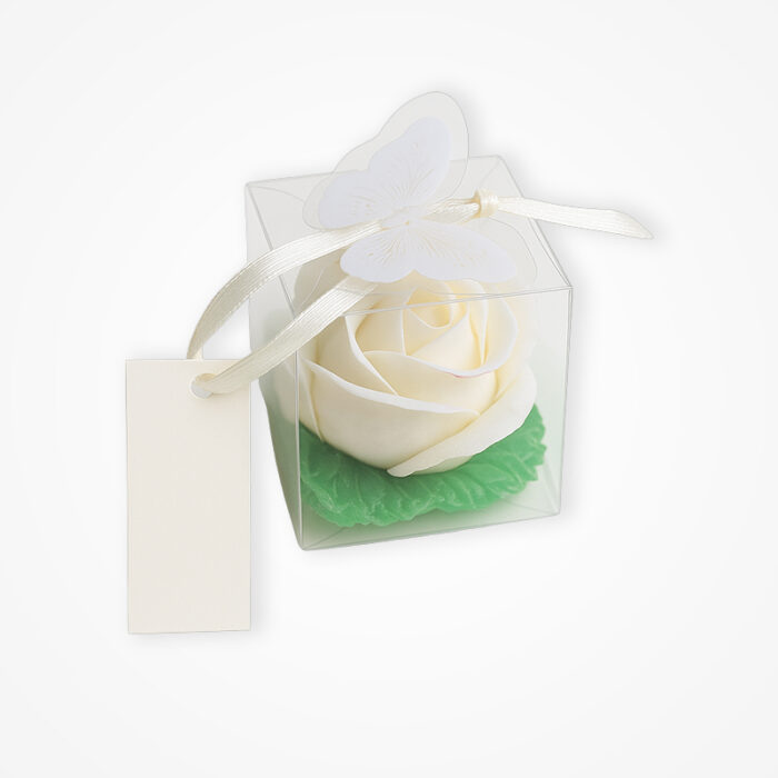 Mărturie Elegantă: Trandafir Alb în Cutiuță Transparentă - imagine 3