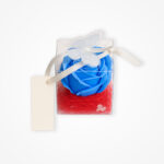 Mărturie Elegantă: Trandafir Bleu în Cutiuță Transparentă