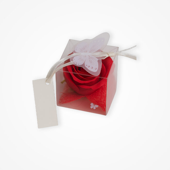 Mărturie Elegantă: Trandafir Roșu în Cutiuță Transparentă - imagine 4