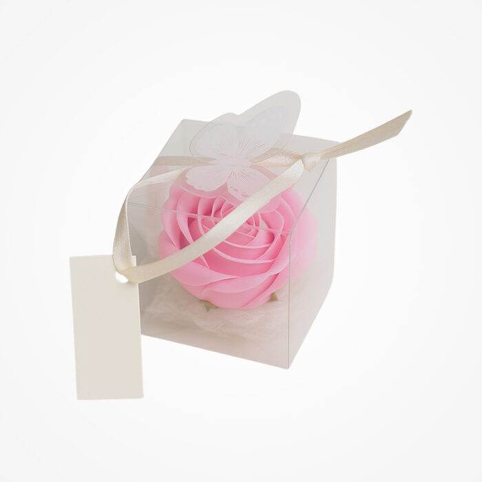 Mărturie Elegantă: Trandafir Roz în Cutiuță Transparentă - imagine 4