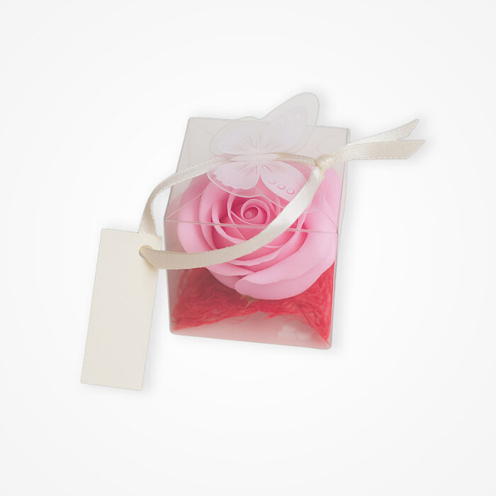 Mărturie Elegantă: Trandafir Roz în Cutiuță Transparentă - imagine 3