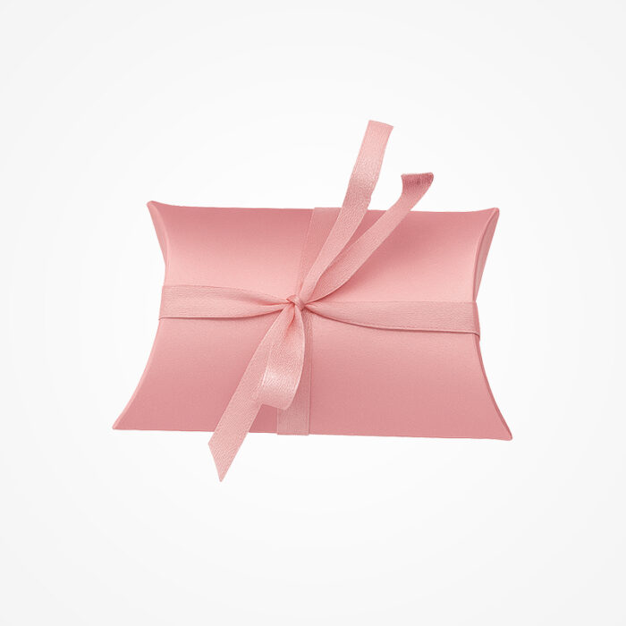 Cutie din carton tip pernă, cu fundă din satin - imagine 3