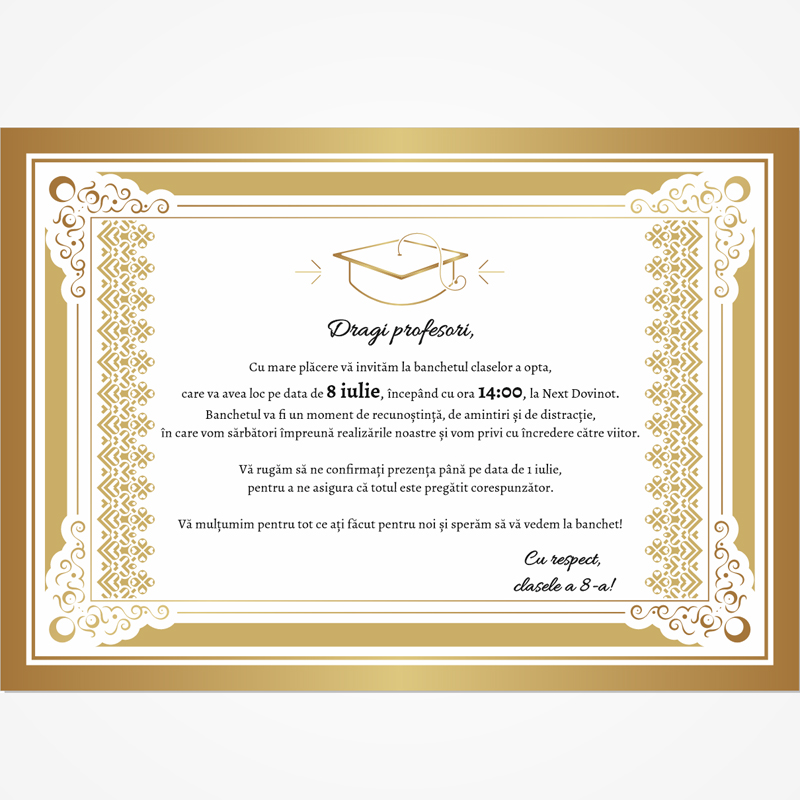 LI-A003 Invitație digitală pentru banchet „Respect și recunoștință” LI-A003