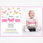 Invitație digitală pentru botez „Fluturi și zâmbete” LI-B003