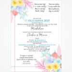 Invitație digitală pentru nuntă și botez „Flori în trei nuanțe” LI-BN001