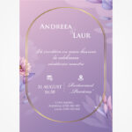 Invitație digitală pentru nuntă „Eleganță în lila” LI-N004