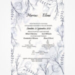 Invitație digitală pentru nuntă „Flori în tuș violet” LI-N006